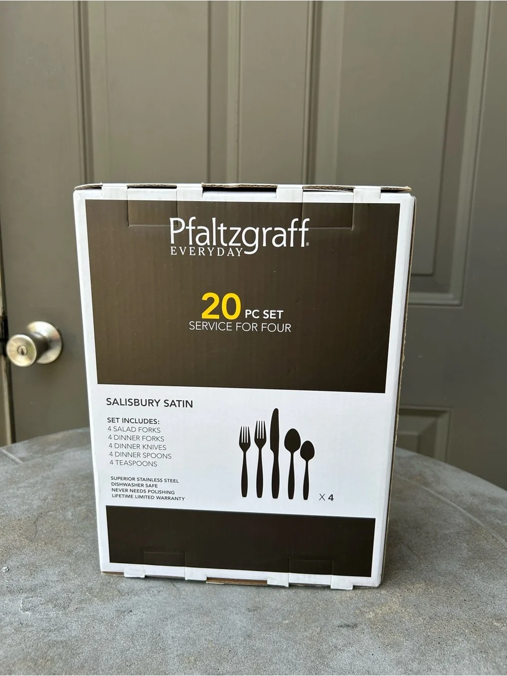 Pfaltzgraff Everyday Salisbury Satin 20-Pc Flatware Set - Silver Service for 4